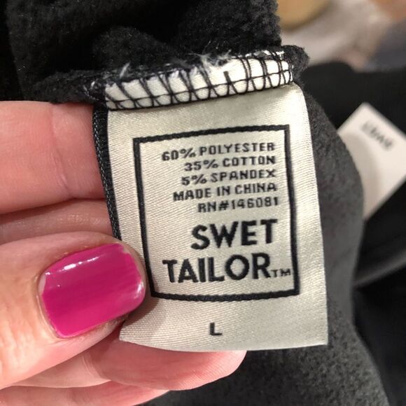NWT Swet Tailor Stretch Fleece Zip Hooded Jacket Black - L - Picture 7 of 9
